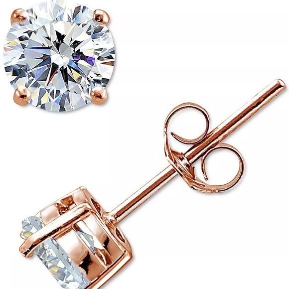 NWT 18k Rose Gold over Sterling Silver Stud Earrings Giani Bernini Cubc Zirconia - Picture 2 of 6